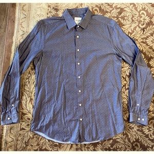 41 | Ben Sherman Tailoring Blue Denim Dot Collar Long Sleeve Skinny Fit Men’s